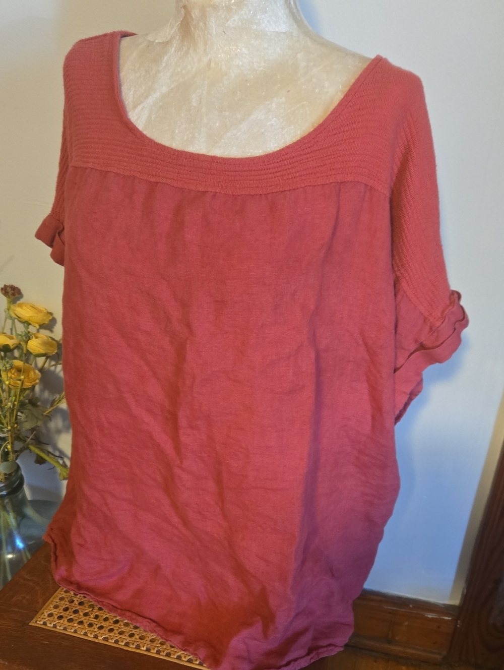 Relaxed Scoop Neck Women’s Linen Top Size 1x - Picture 2 of 4